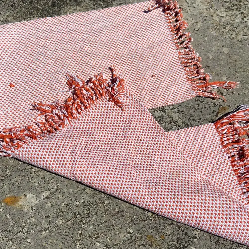 Vintage Orange & White Woven Placemats 2pc